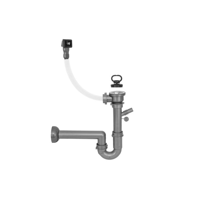 Siphon for steel lay-on sinks 1 bowl, 2", bowl overflow
